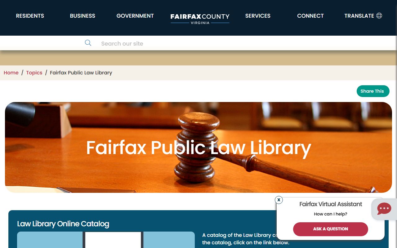 Fairfax County Public Law Library for Clerk of Court records