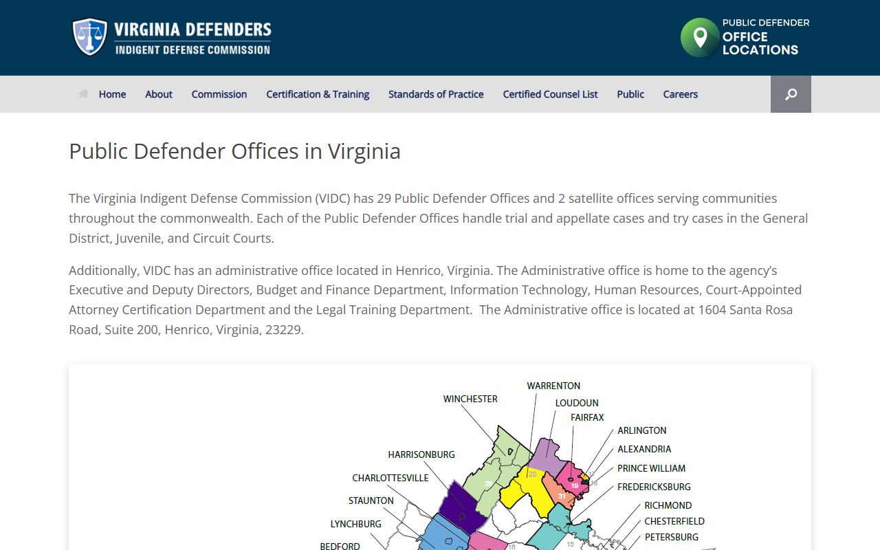 Virginia public defender directory for Fairfax County criminal records