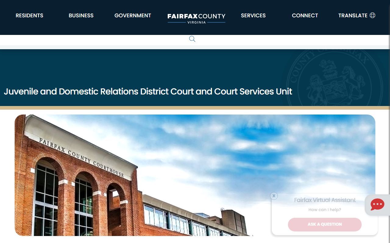 Fairfax County JDR Court overview for family court records
